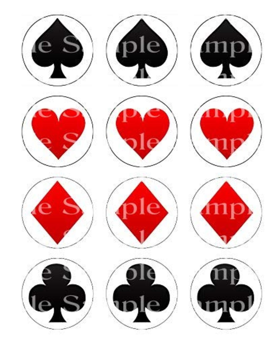 Poker Suits Cupcake Toppers- Casino Cupcake Toppers, Las Vegas Birthday, Casino party (12 Cupcake Toppers) - D24224